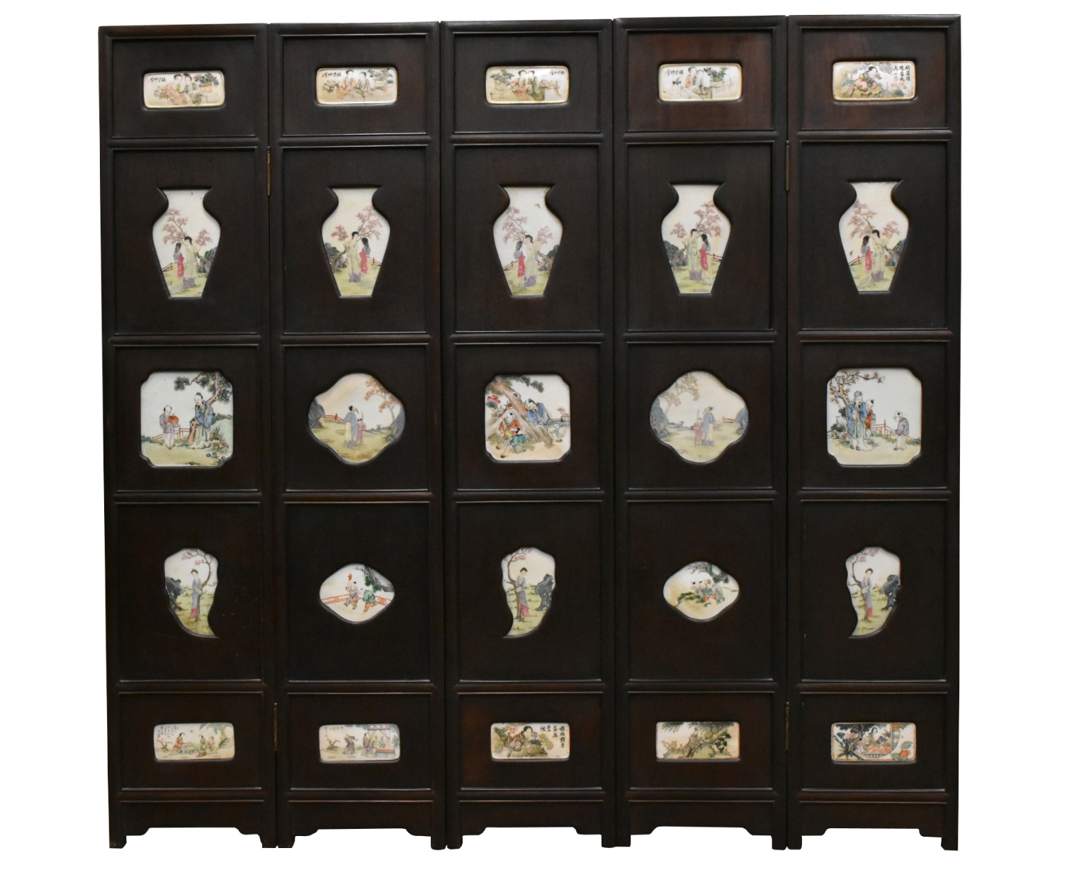SET CHINESE SCREEN INLAID W PORCELAIN 339e19