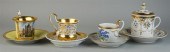 GROUP OF FOUR CONTINENTAL CUPS AND SAUCERS,