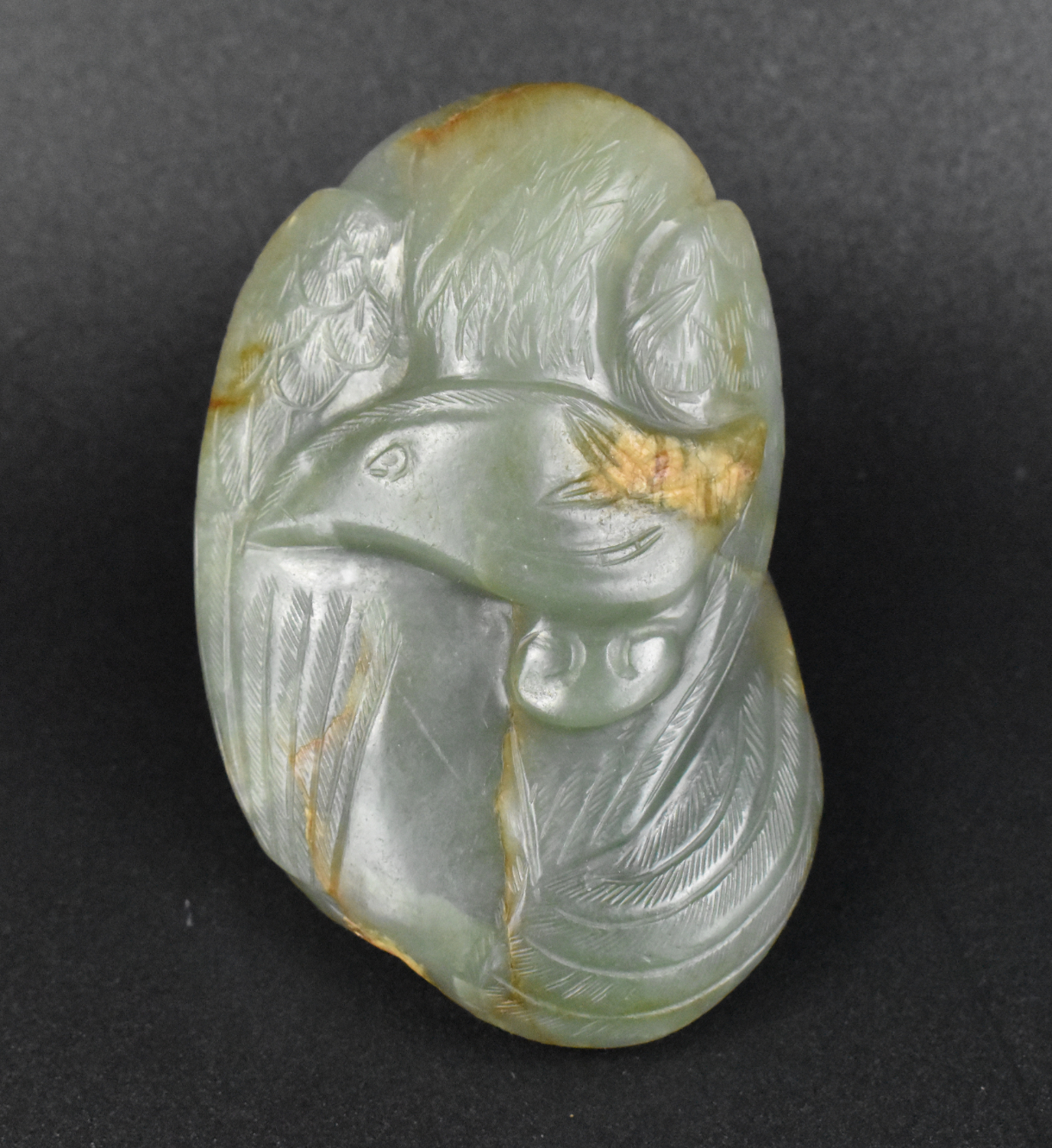 CHINESE SPINACH JADE CARVED PHOENIX 33a055
