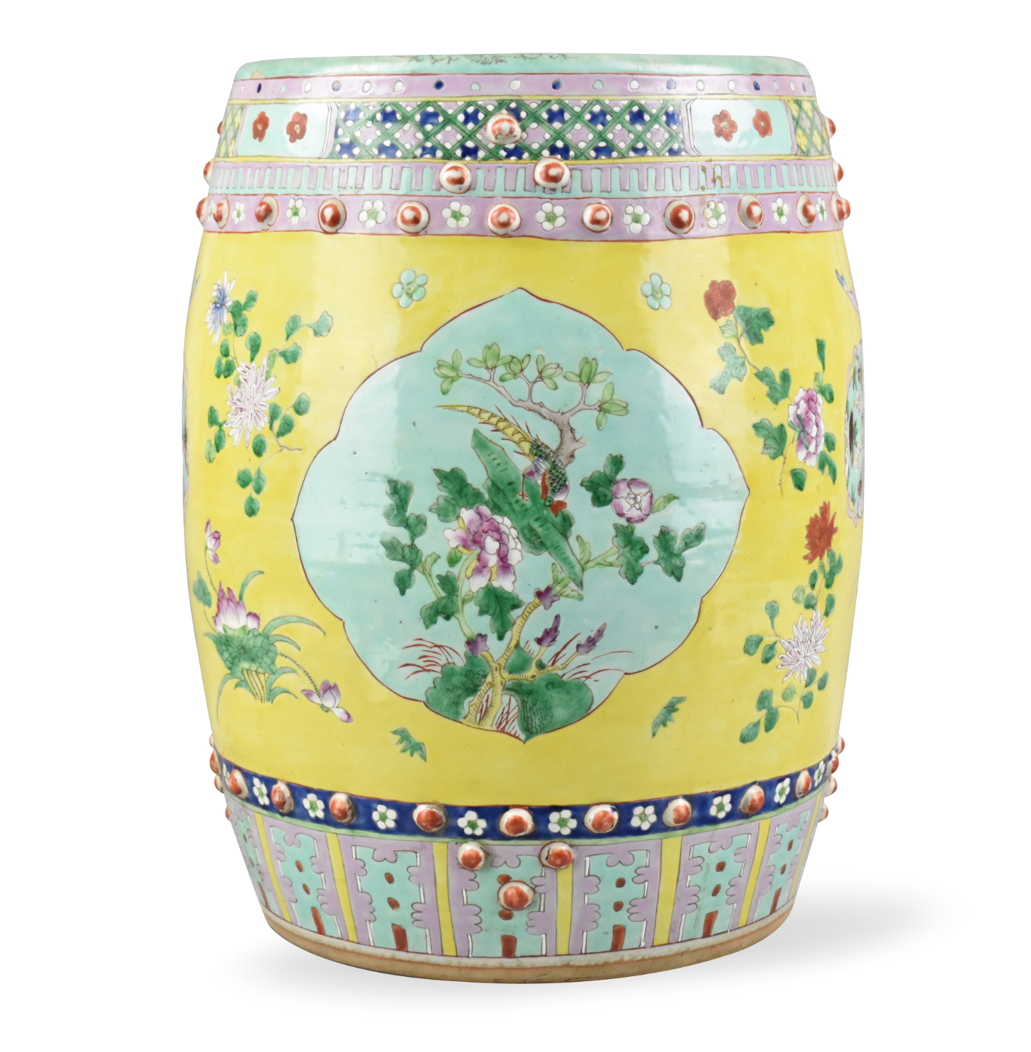 CHINESE FAMILLE ROSE GARDEN STOOL 19TH 33a079