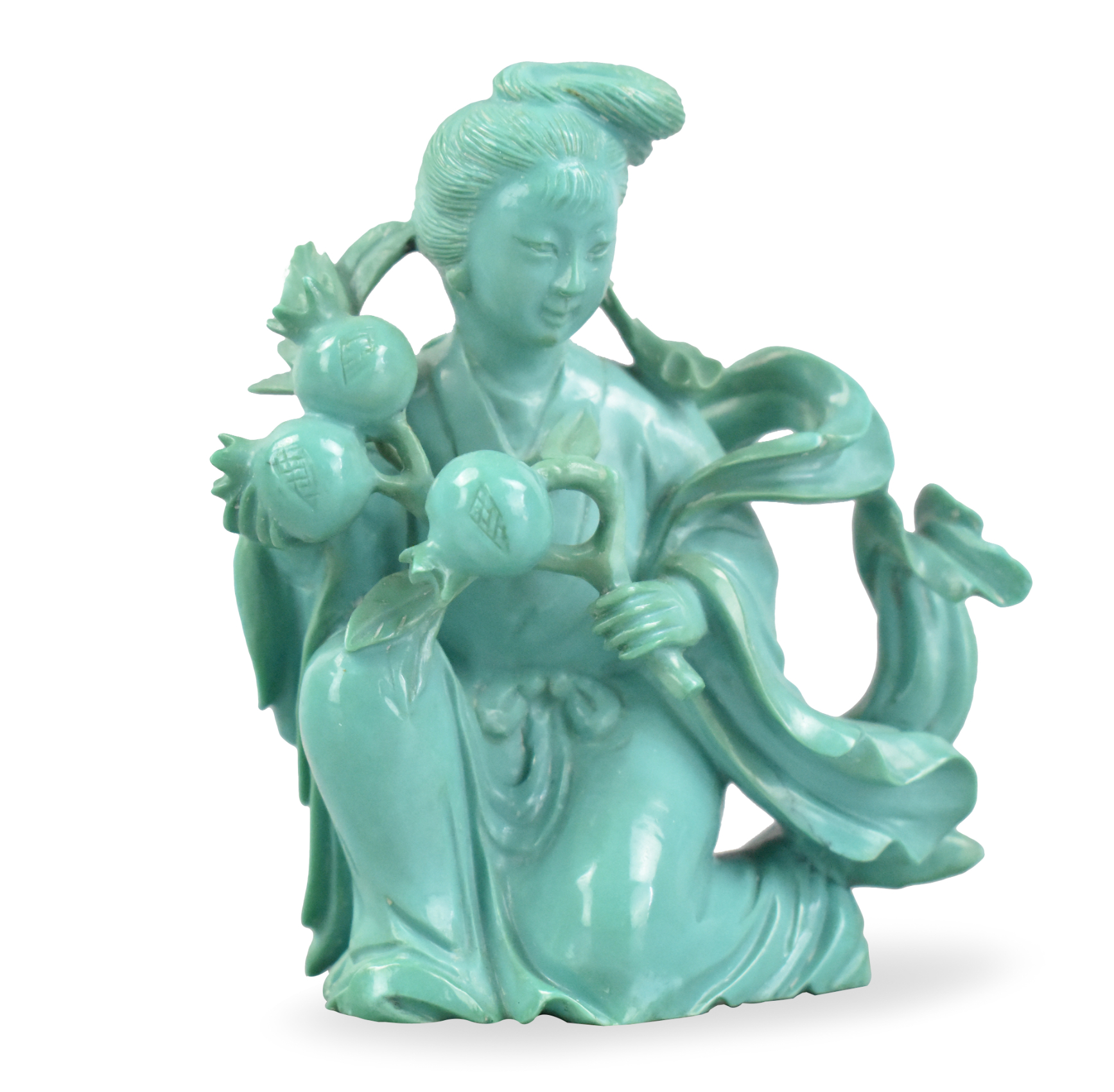 CHINESE TURQUOISE CARVED LADY FIGURE 33a0d7