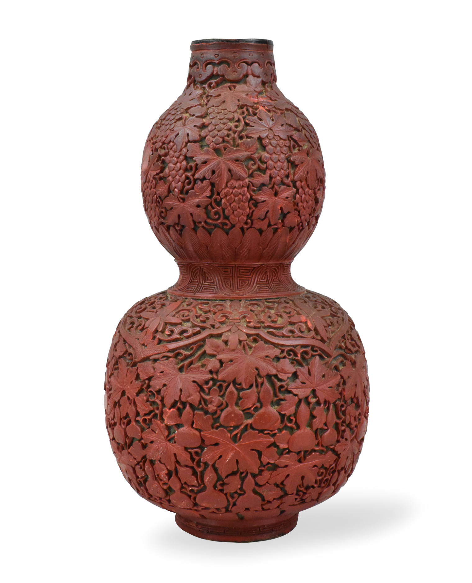 CHINESE RED LACQUERED WOOD GOURD 33a0fb
