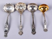 GROUP OF SILVER LADLES BY GORHAM AND