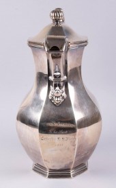 EARLY GORHAM COIN SILVER WATER PITCHER,