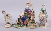 LARGE DRESDEN FIGURAL GROUP AND TWO