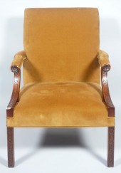 CHIPPENDALE STYLE UPHOLSTERED ARMCHAIR 33cede