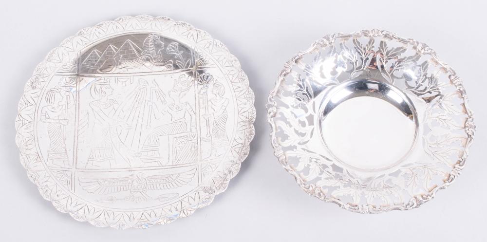 TWO EGYPTIAN SILVER DISHES MODERN 33d22f
