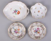 GROUP OF GERMAN PORCELAIN DISHES, MEISSEN,