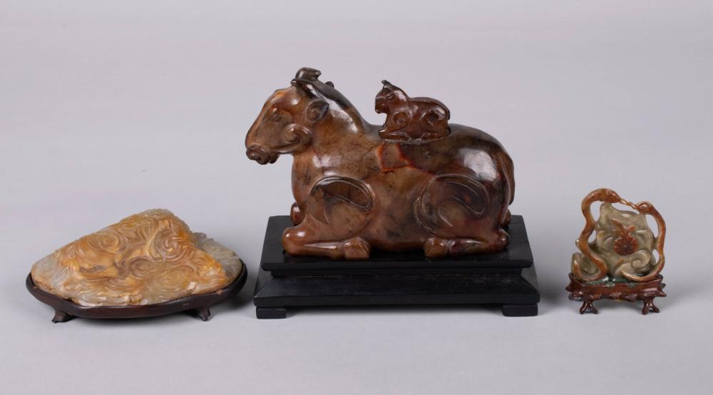 TWO CHINESE JADE CARVINGS AND ANOTHER 33d292