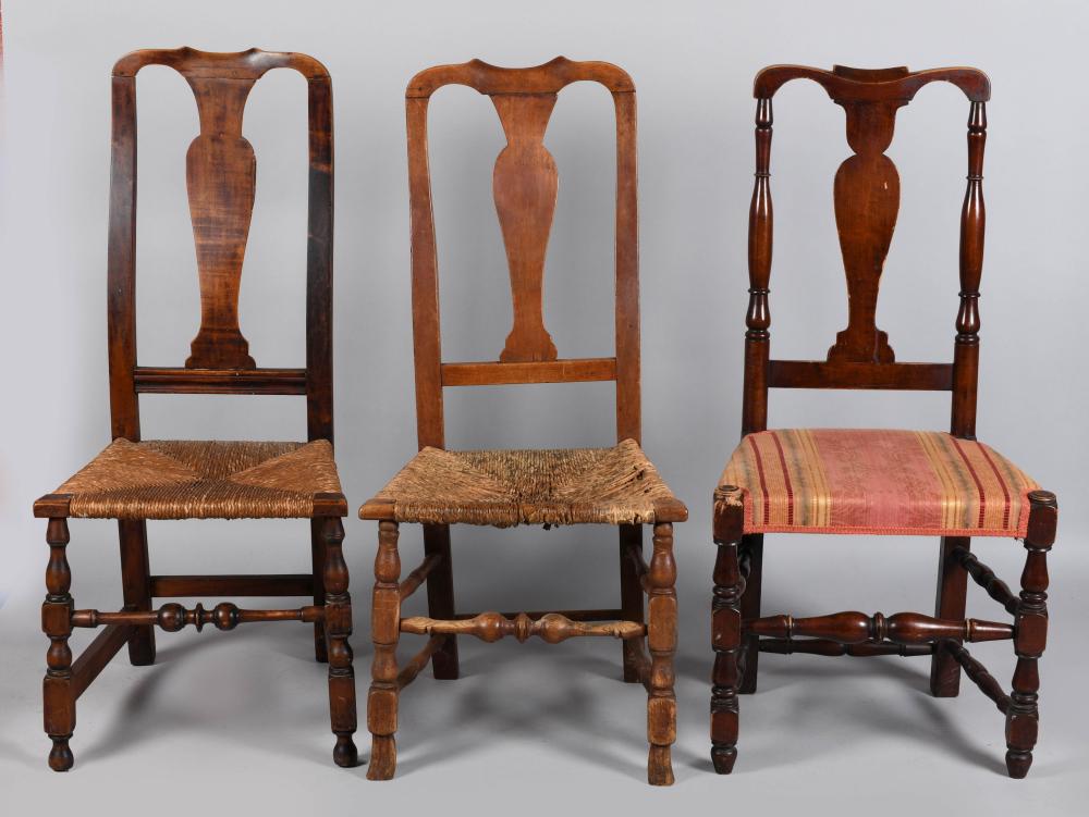 THREE COUNTRY QUEEN ANNE SIDE CHAIRS  33d36c