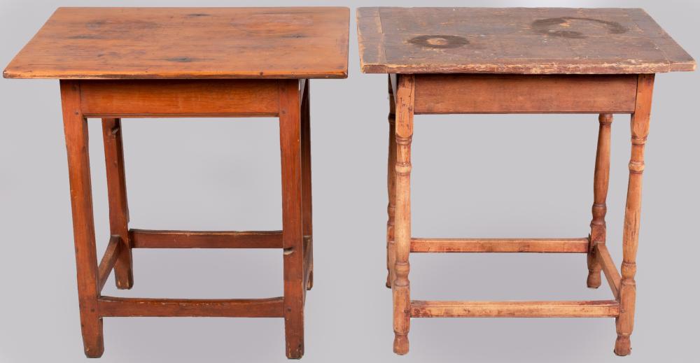 TWO AMERICAN TAVERN TABLES MID 19TH 33d395