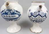 TWO DELFT APOTHECARY WET DRUG JARS ON
