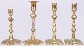 PAIR OF ENGLISH BRASS CANDLESTICKS AND