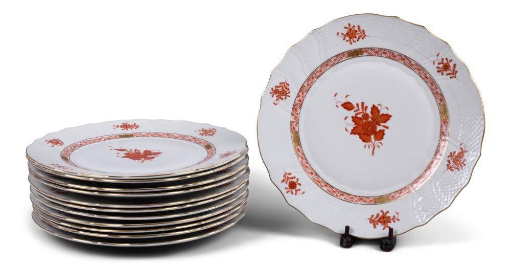 SET OF 12 HEREND RUST CHINESE BOUQUET 33dc84