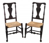 PR COUNTRY QUEEN ANNE CHAIRS Pair of
