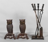 PAIR OF ARTS AND CRAFTS CAST IRON OWL