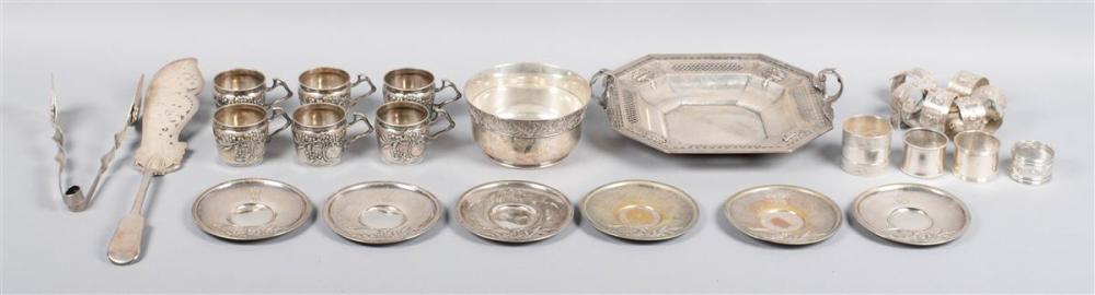 SILVER BOWL DISH CUPS AND SAUCERS  33bdc1