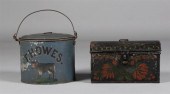 TWO PAINT DECORATED TINWARE PIECESTWO