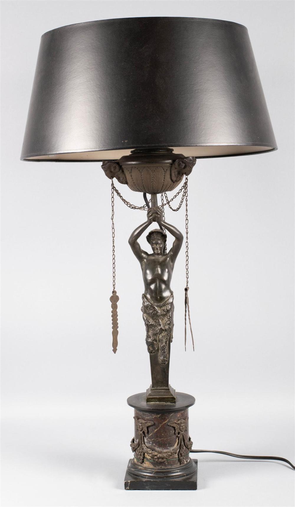 BRONZE HERM LAMP ON A ROUGE MARBLE