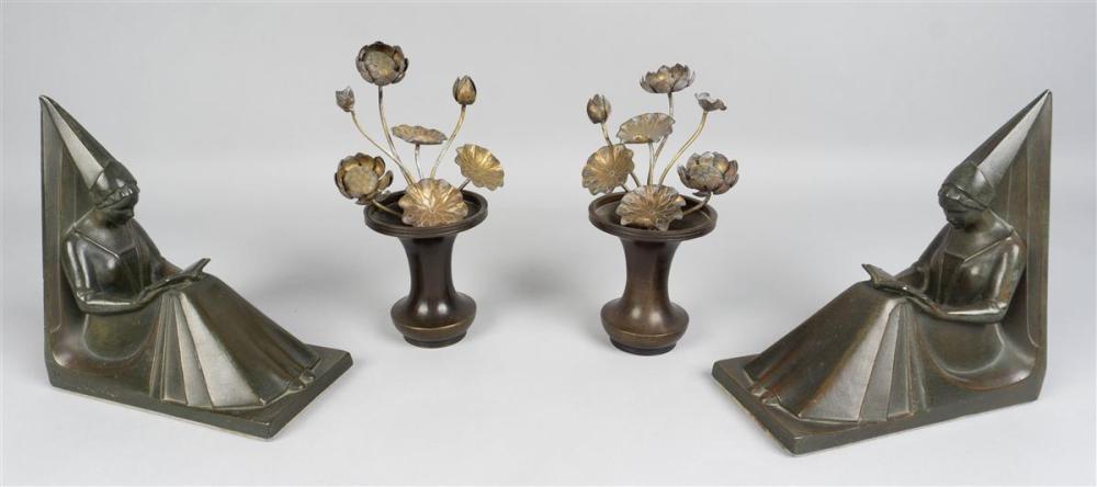 BOOKENDS AND CHINESE BRASS VASES 33c148