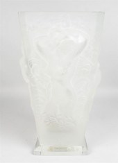 FROSTED SQUARE GLASS VASE WITH NUDESFROSTED