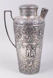 SILVERPLATED REPOUSSE COCKTAIL SHAKER