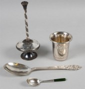 TWO SILVER PIECES OF JUDAICA AND OTHER