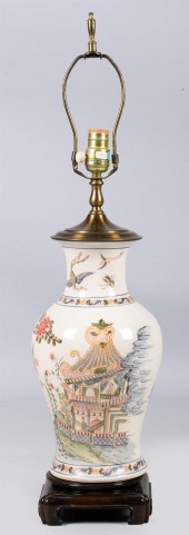 CHINESE BALUSTER VASE WITH FLORAL AND