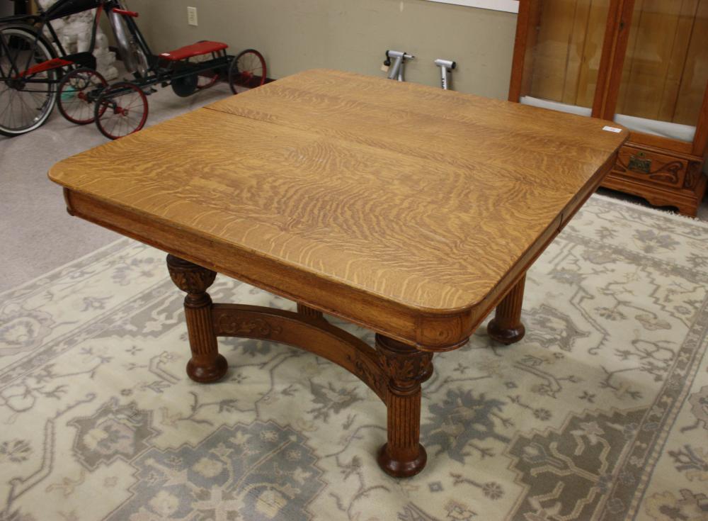 SQUARE OAK DINING TABLE WITH TWO