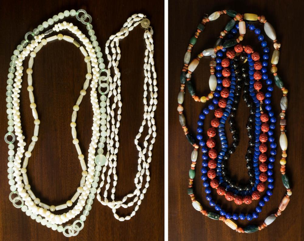 COLLECTION OF NINE BEAD NECKLACES  33f593