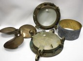 LOT OF NAUTICAL ITEMS, TWO 16 1/2 BRASS