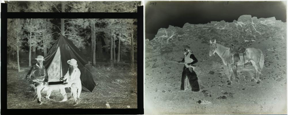 TWO PHOTOGRAPHIC GLASS NEGATIVES  33fa36