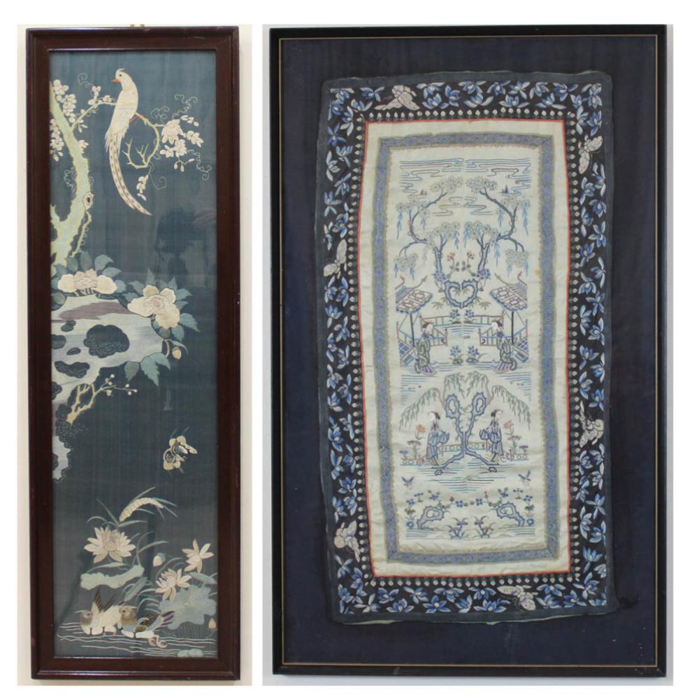 TWO PICTORIAL CHINESE EMBROIDERIES 33fb67