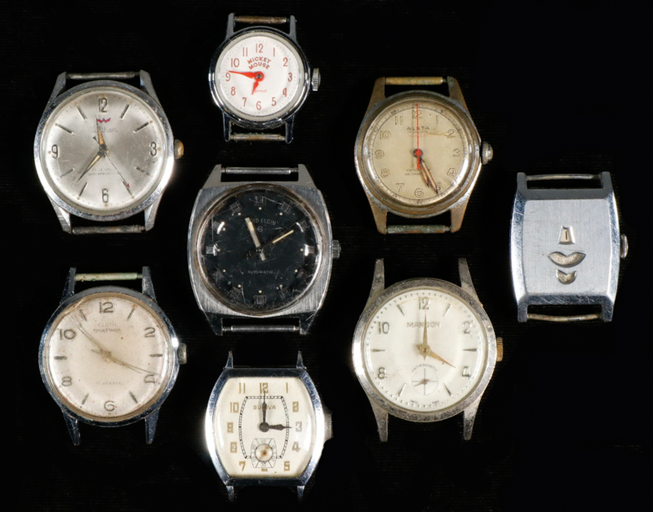 LOT OF 8 VINTAGE WATCH HEADS 33ff27