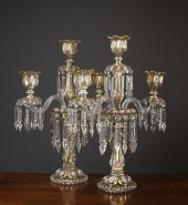 A PAIR OF FRENCH BACCARAT CRYSTAL CANDELABRAA
