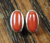 PAIR OF RED CORAL AND FOURTEEN KARAT