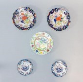 GROUPING OF 5 FLORAL PORCELAIN SPODE