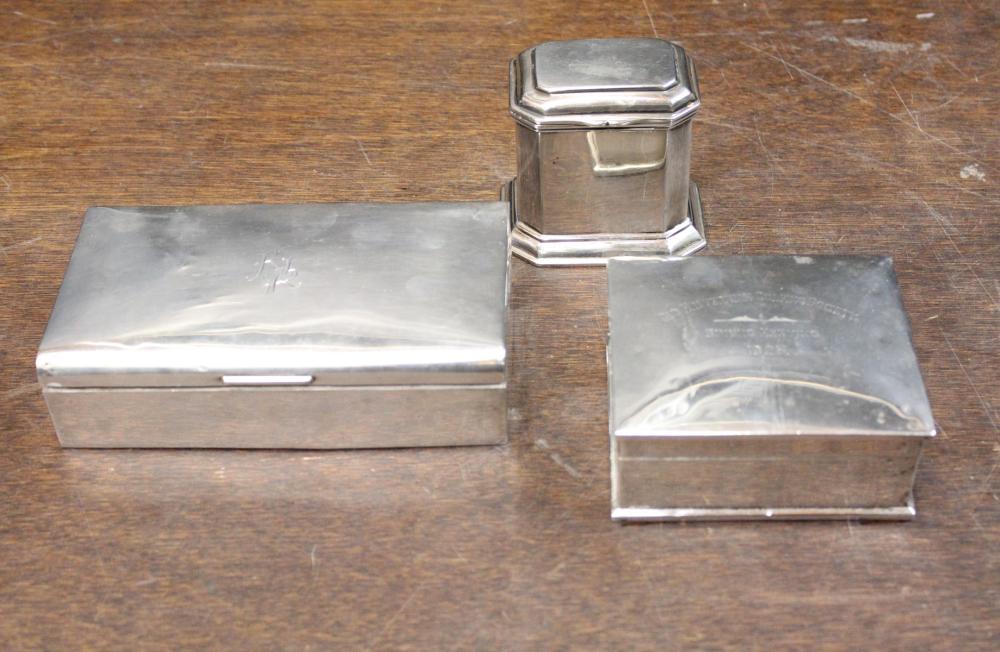 STERLING SILVER TEA CADDY AND TWO 340502