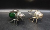 TWO FIGURAL BEE HONEY POTS, OF SILVER
