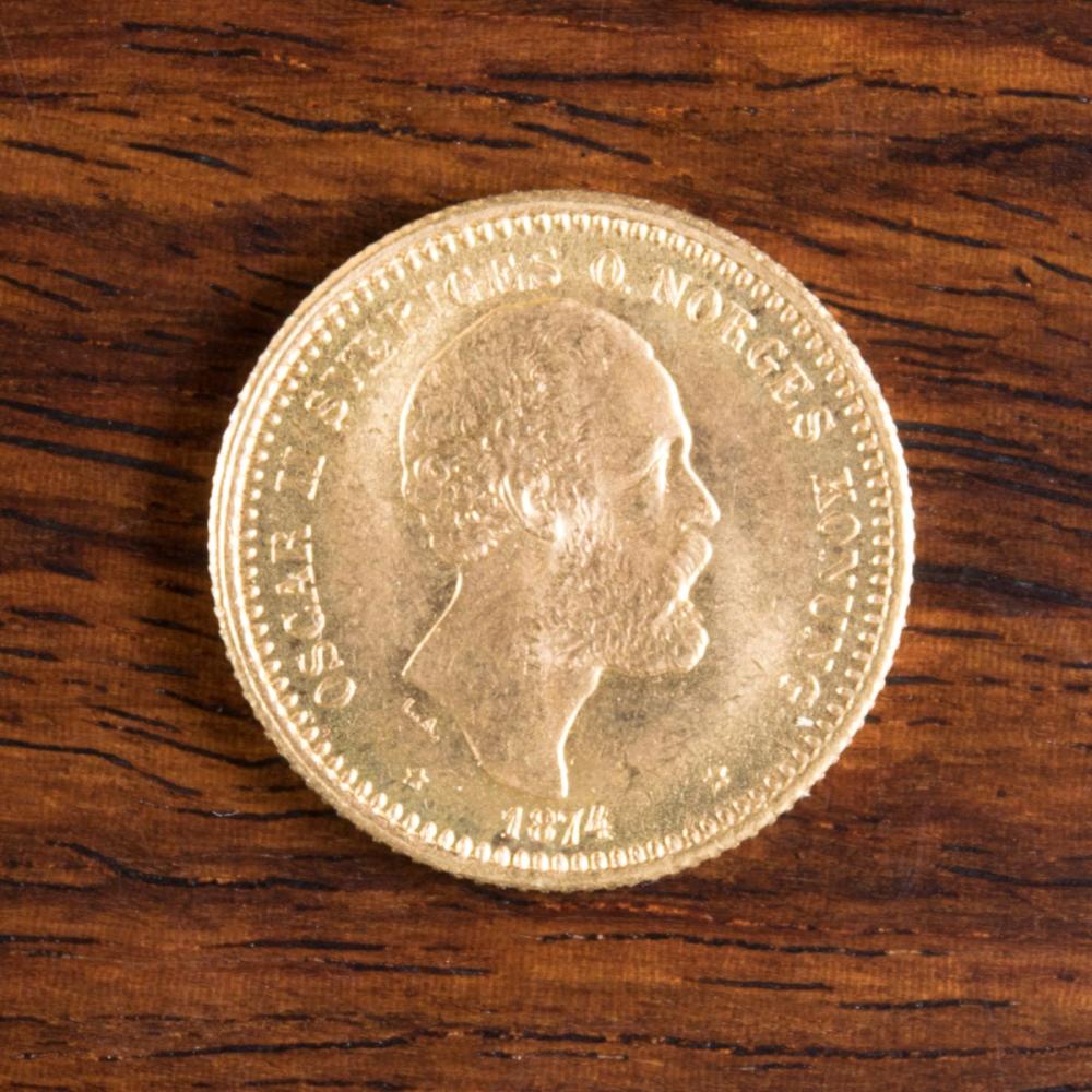 1874 SWEDISH TEN KRONOR GOLD COIN  33ea57