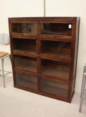 FOUR-SECTION STACKING MAHOGANY BOOKCASE,
