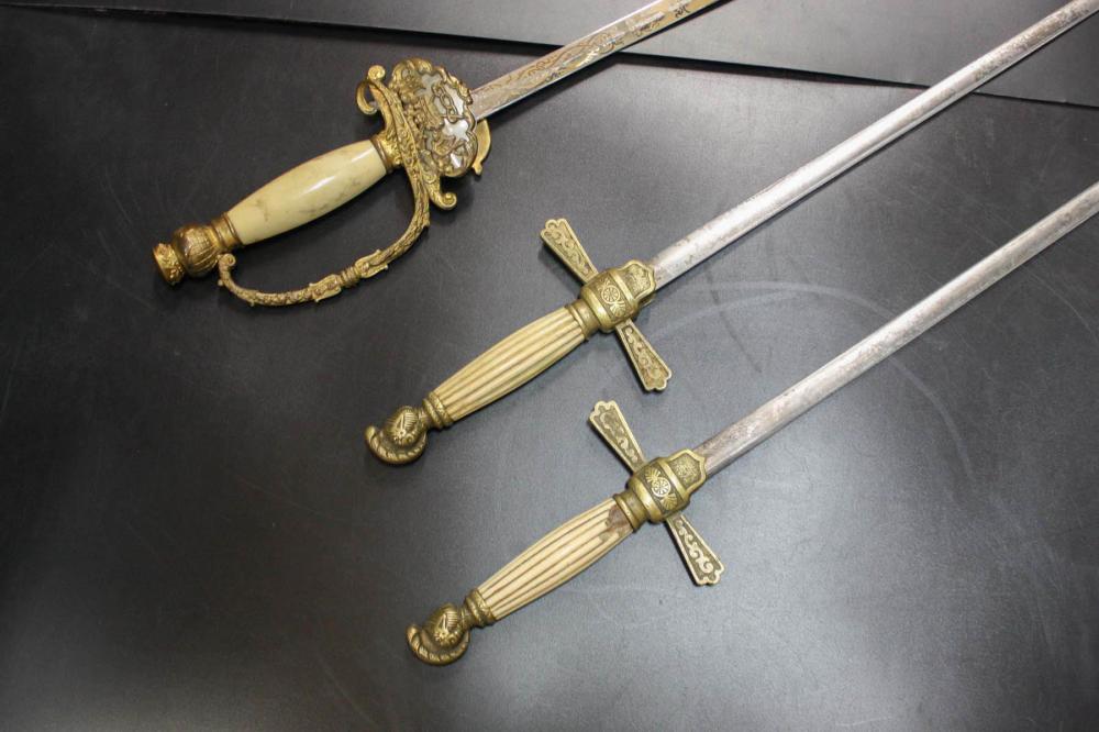 THREE FRATERNAL LODGE SWORDS TWO 33f050