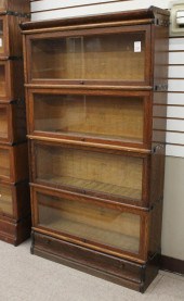 FOUR-SECTION STACKING OAK BOOKCASEFOUR-SECTION