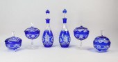 6 PIECES COBALT TO CLEAR CUT GLASS6