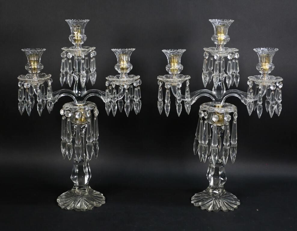 PAIR BACCARAT STYLE CRYSTAL AND 342515