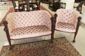 LATE VICTORIAN SETTEE AND MATCHING ARMCHAIRLATE