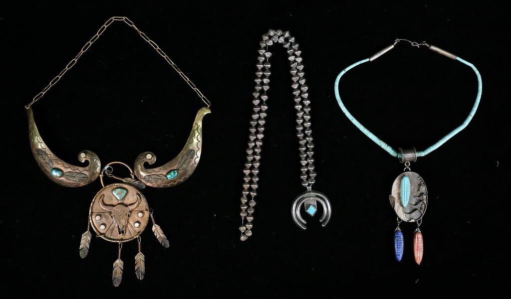 3 NATIVE AMERICAN TURQUOISE NECKLACES3 3425b9