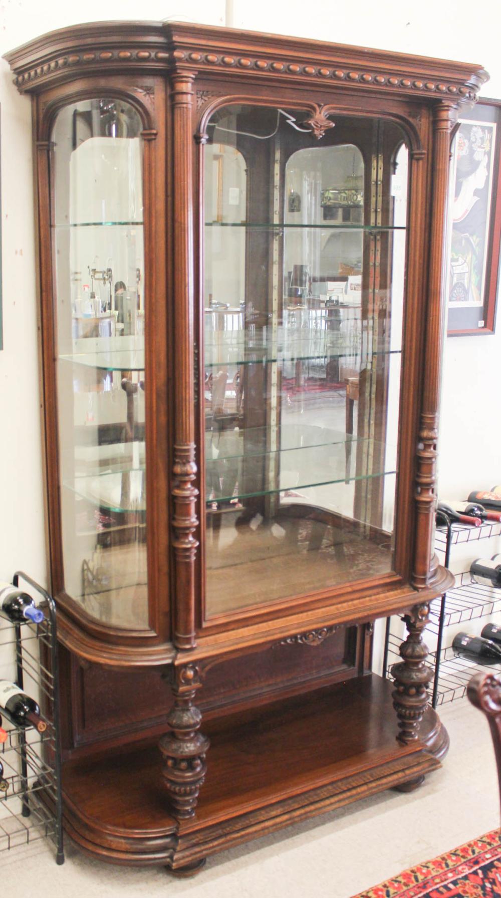 WALNUT AND CURVED GLASS CHINA CABINET 342663