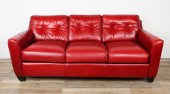 ART DECO STYLE RED LEATHER SOFAArt Deco