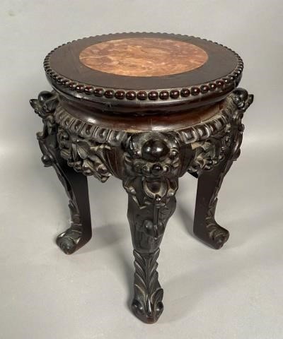 CHINESE ROSEWOOD INLAID MARBLE 340b54